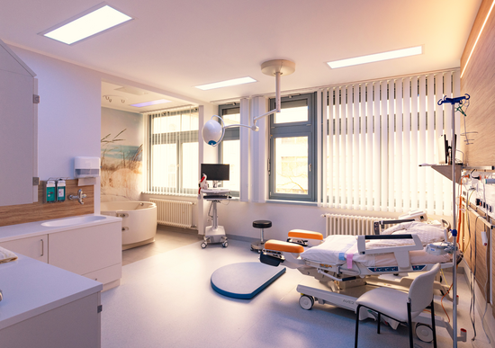 Foto zeigt den Kreißsaal 1 in der Klinik Oranienburg